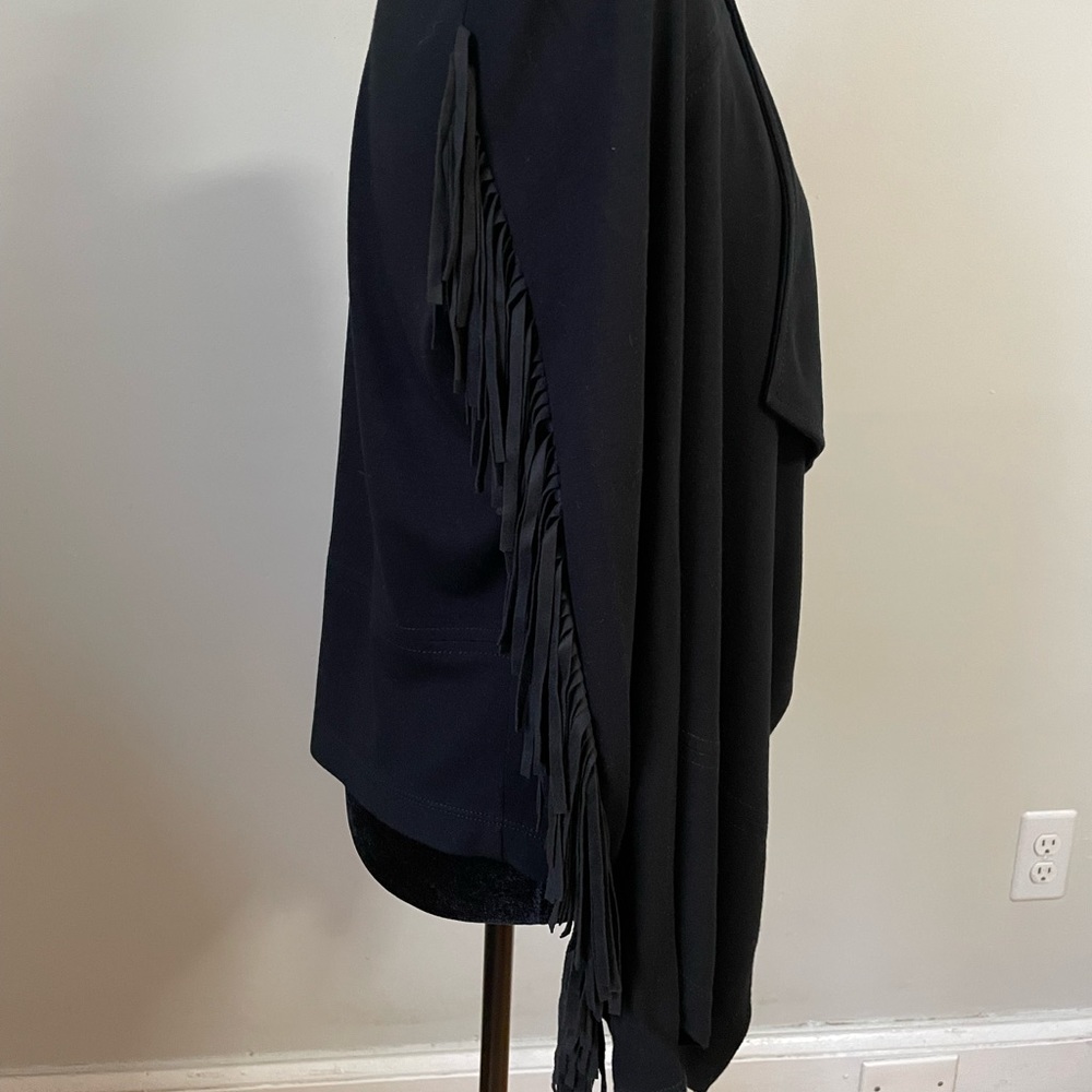 Fifteen Twenty Fringe Drape Front Faux Suede Jacket